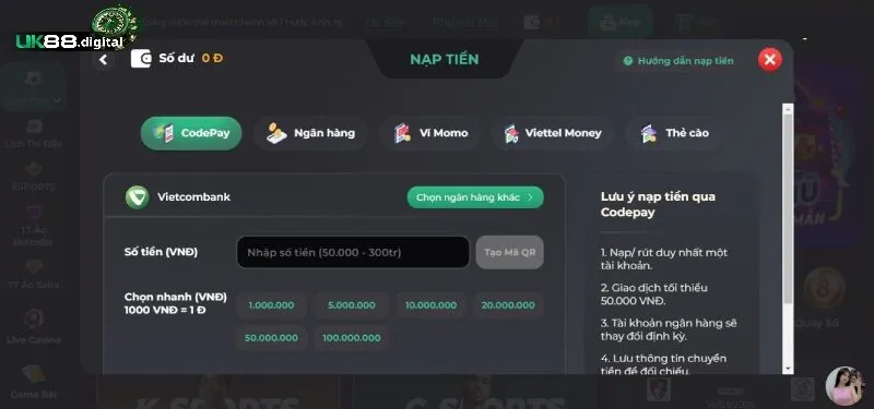 nap tien uk88 phuong thuc da dang an toan Nạp tiền UK88 phương thức đa dạng an toàn